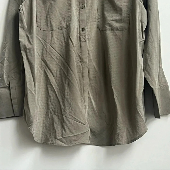 New CHICO'S SILKY SOFT DOBBY HALF-PLACKET SHIRT SZ 3 16/18 Vetiver Long Sleeve - Picture 4 of 14